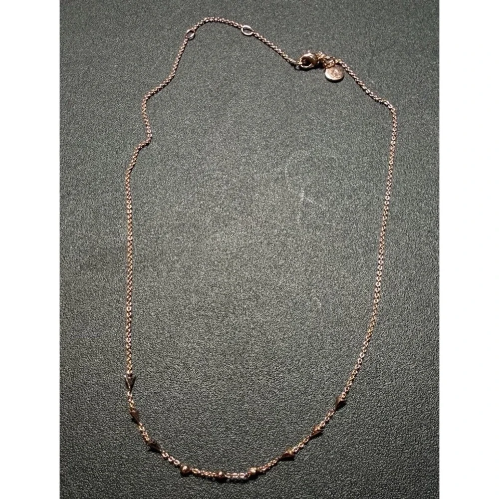 Stella & Dot Rose Gold Cable Chain Necklace, Round Charm Pendant, Lobster Clasp